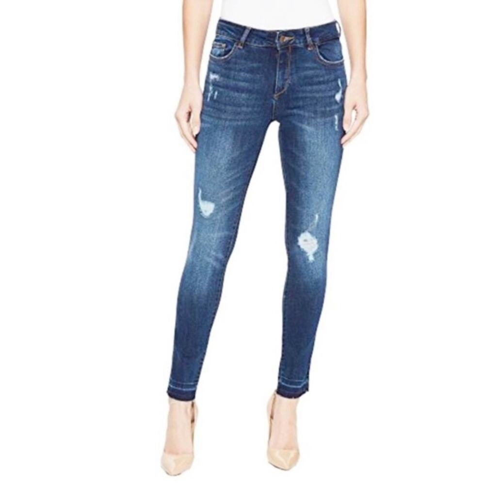 DL1961 MARGAUX INSTASCUPLT‎ ANKLE SKINNY DISTRESSED STINGRAY BLUE